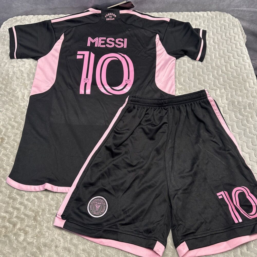 Lionel Messi Miami Jersey & Shorts Soccer Football XBTO Size 30 Black  Pink